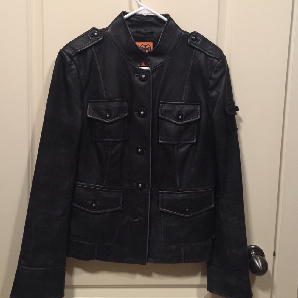Tory Burch Black Leather Sargent Pepper Jacket