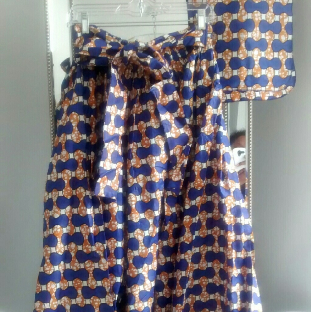 African print skirt with head scarf maxi