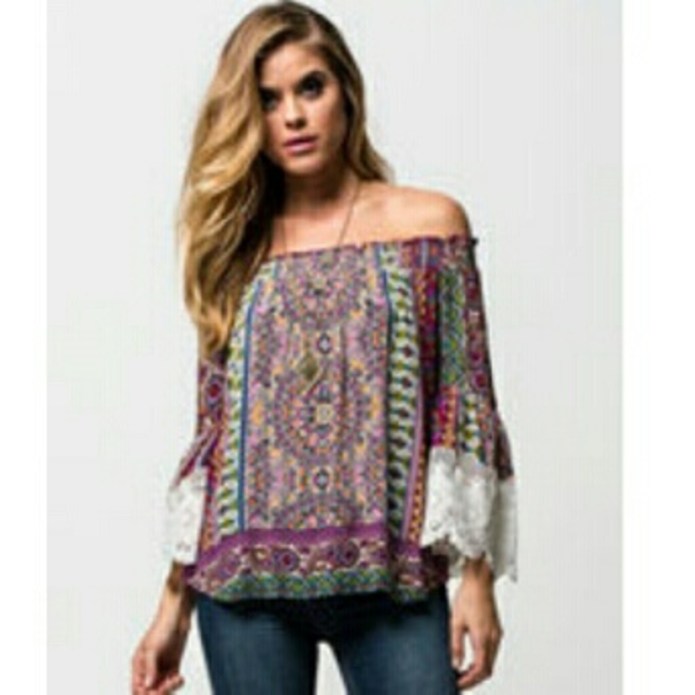 NWT patrons of peace off the shoulder top