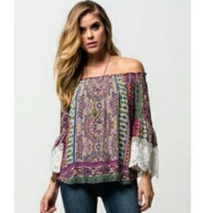 NWT patrons of peace off the shoulder top