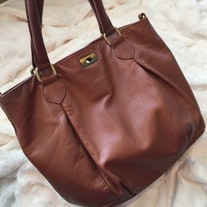JCrew "Brompton" Hobo Leather Cognac Bag