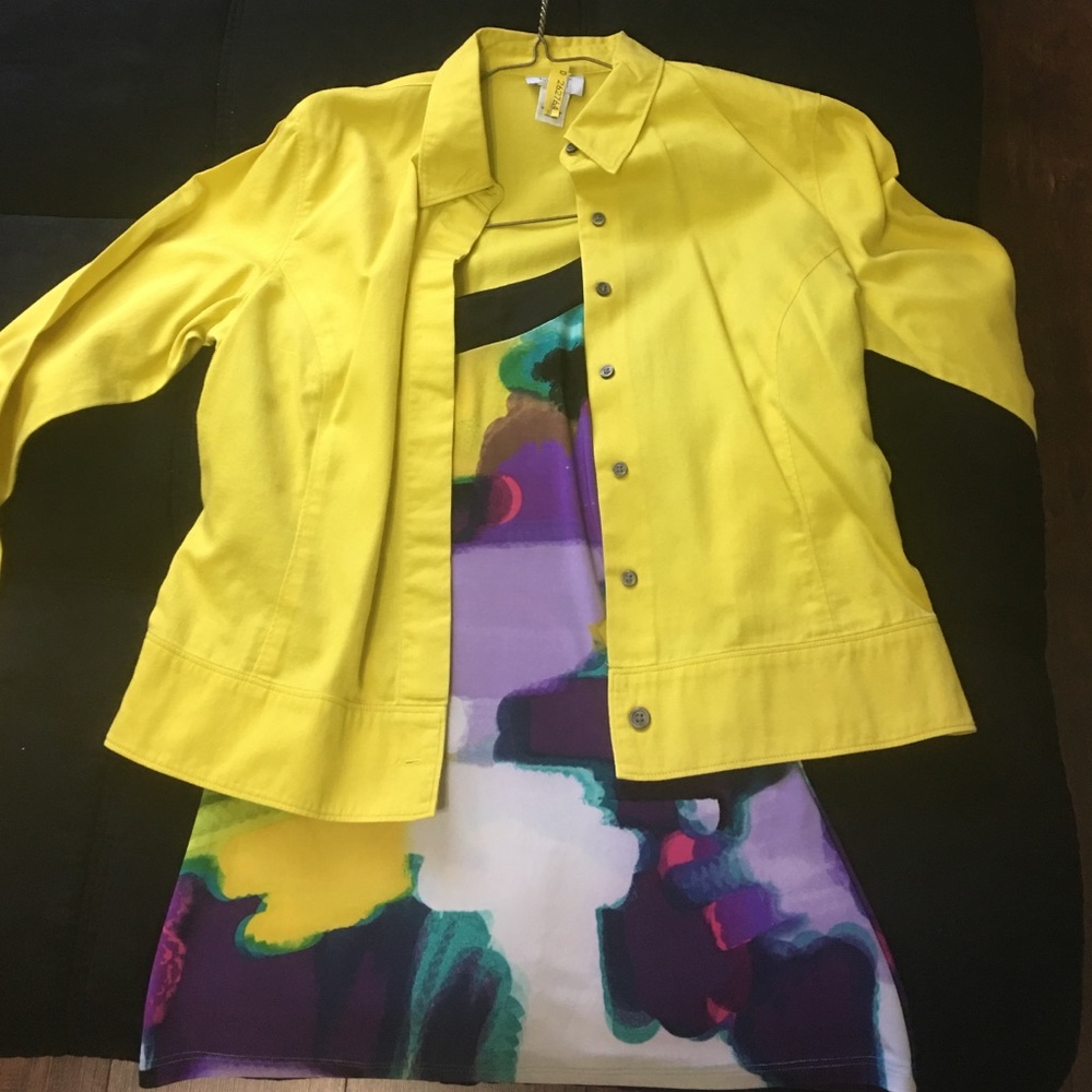 Loft button up jacket & colorful top