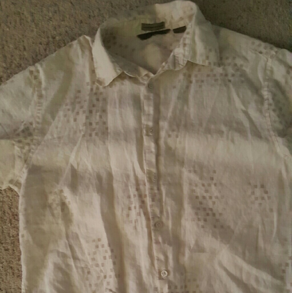 Axist cream/taupe print short sleeve top, L. EUC