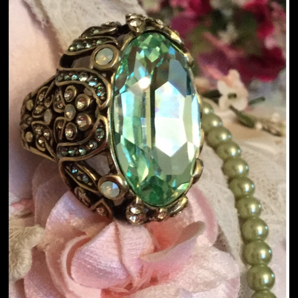 Heidi Daus green crystal statement ring