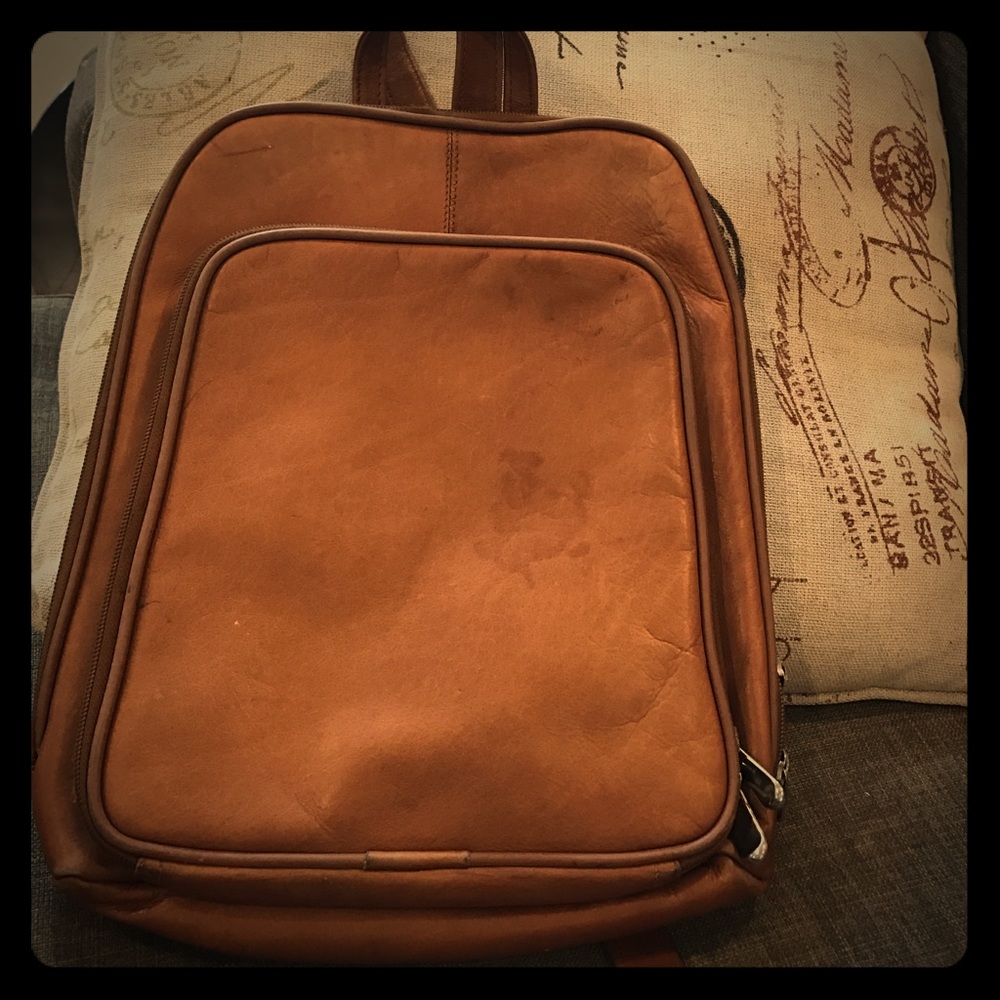 Tan leather back pack