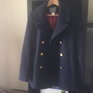 J. Crew stadium cloth Navy Pea Coat size 10