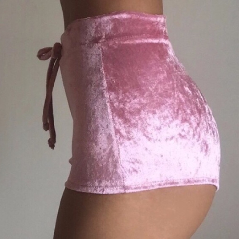 pink velvet shorts