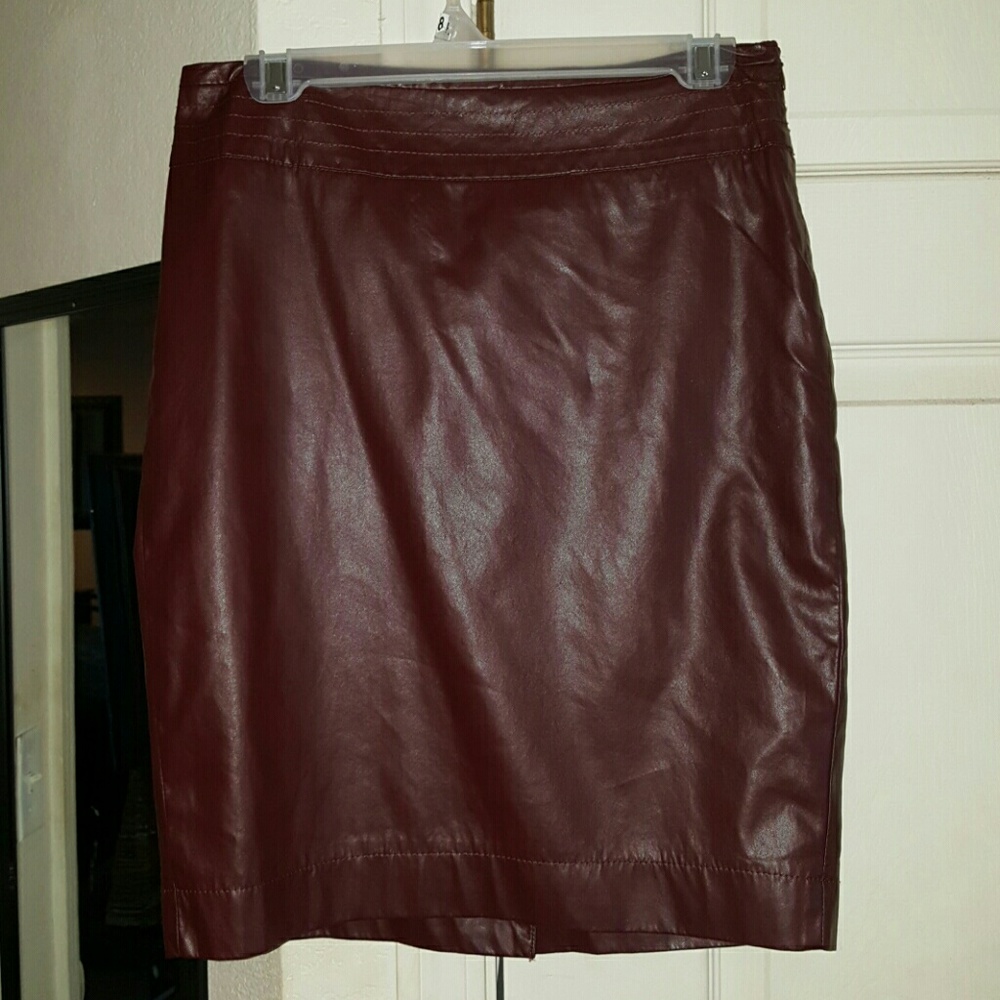 The Limited Faux Leather Burgundy Skirt