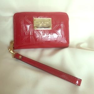 Red Patent Leather Michael Kors Wristlet