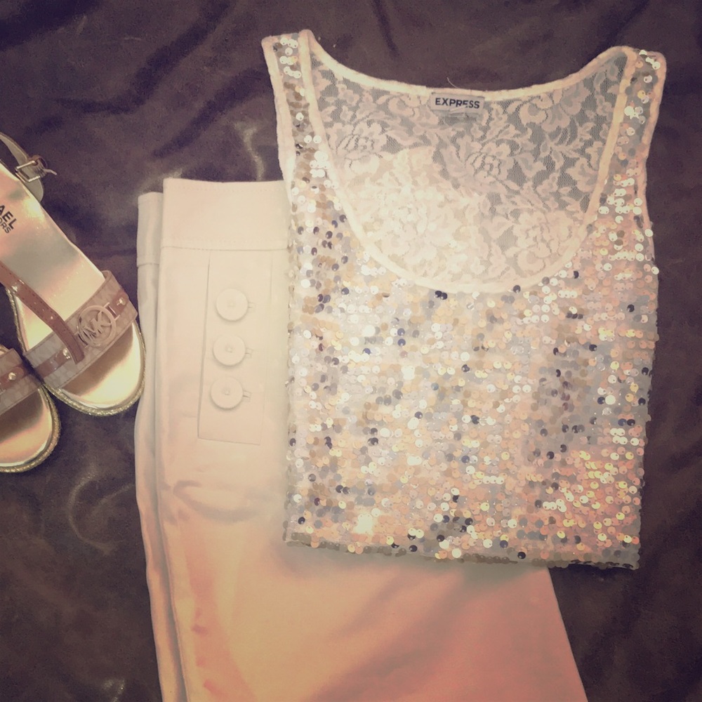 Express Gold Sequin Tank Size Medium