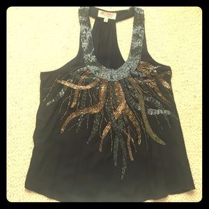 Black Tank with beaded design
