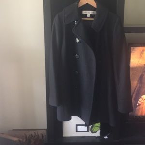 Trina Turk long pea coat size 10 black