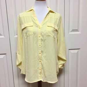 Sheer yellow button down