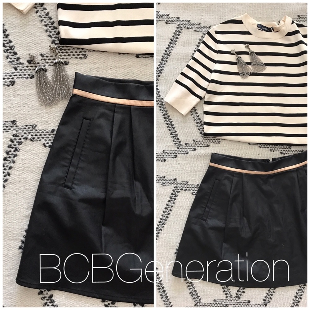 Coated skirt with rosegold