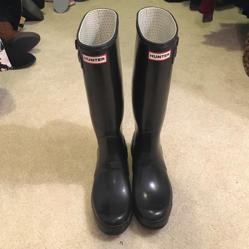Black hunter rain boots tall US size 8 women EU 39