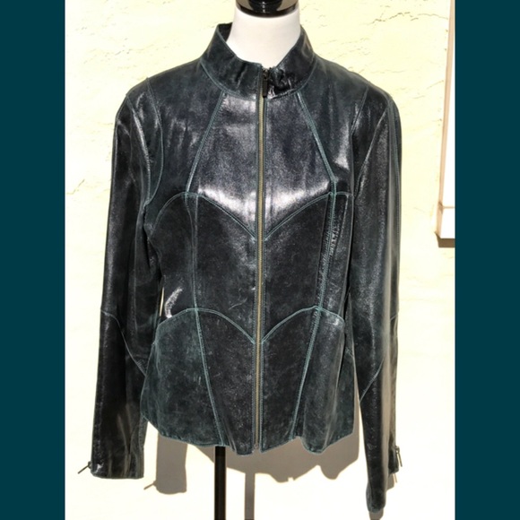 Vintage Jackets & Blazers - Jungle Green HP  Vtg Leather Jacket