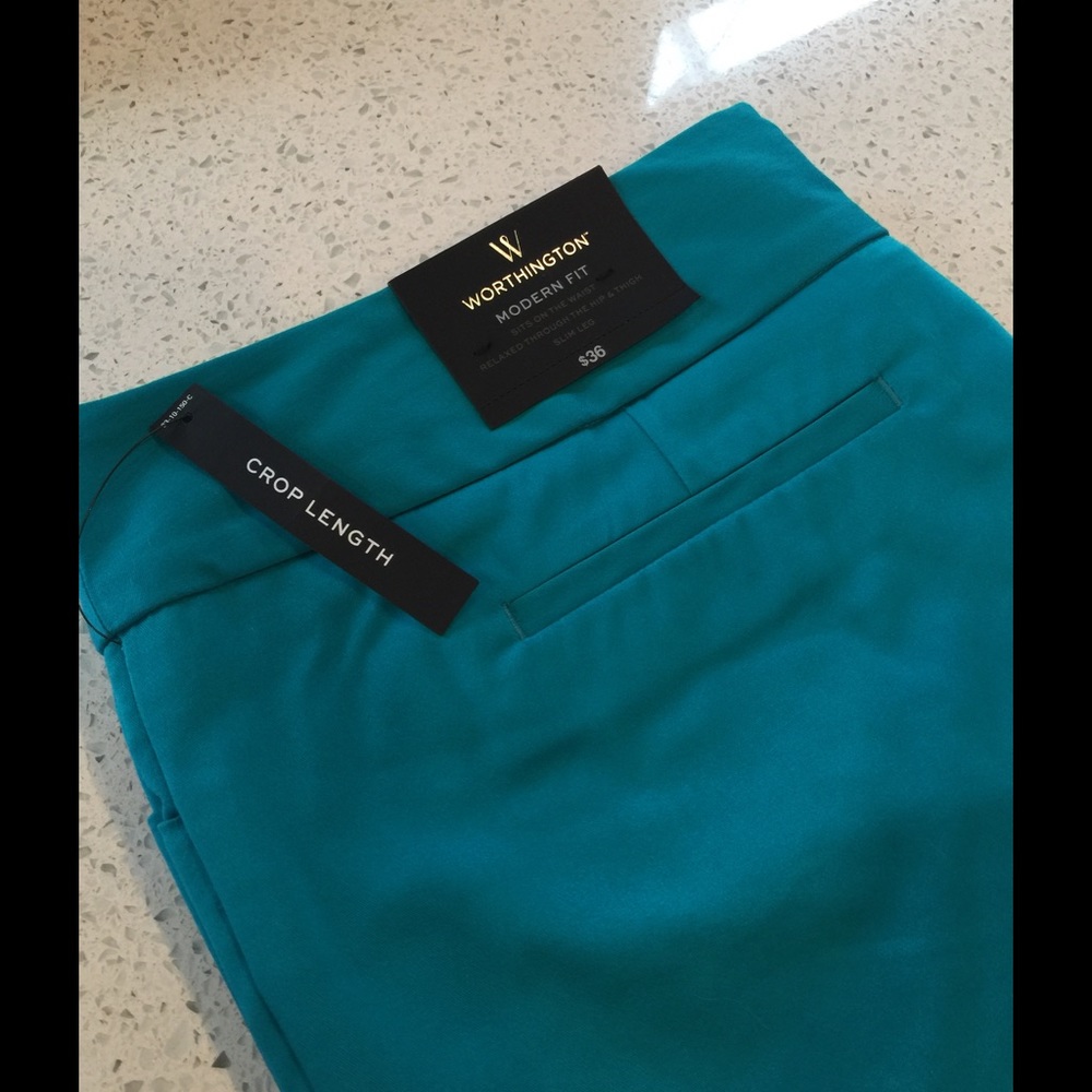 Teal blue summer crop pants