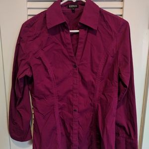 Maroon button down top