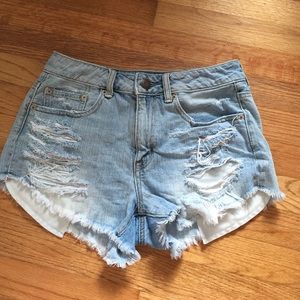 american eagle ripped high waisted shorts