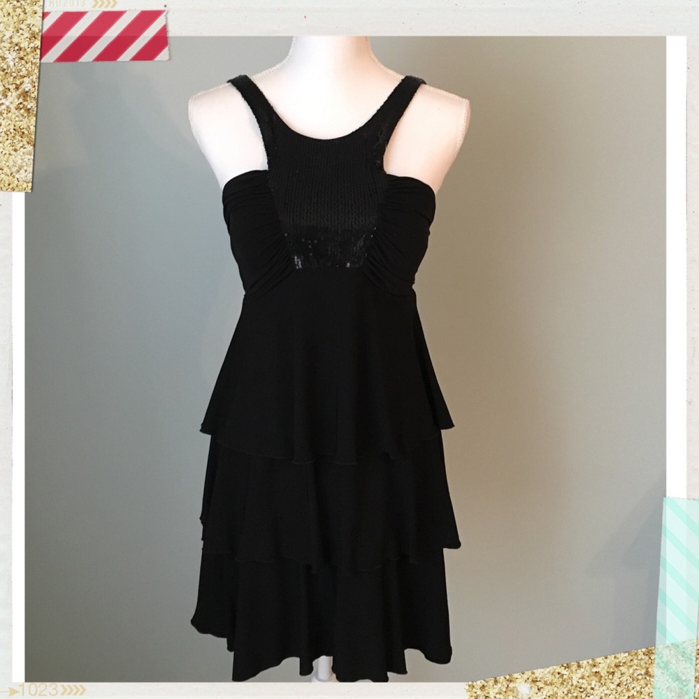 Black High Neck Halter Ruffle Dress