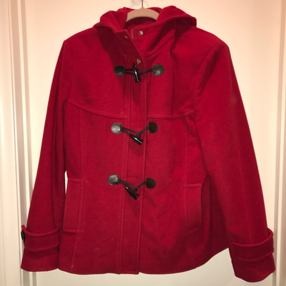 Women's L wool toggle button winter coat