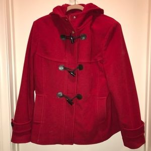 Women's L wool toggle button winter coat