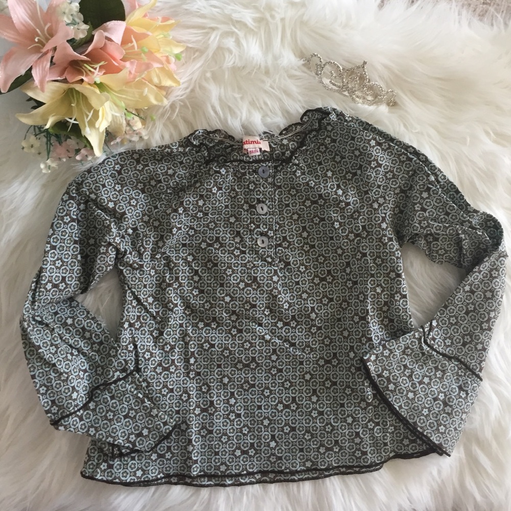 Floral cotton girls 4T toddler long sleeve shirt