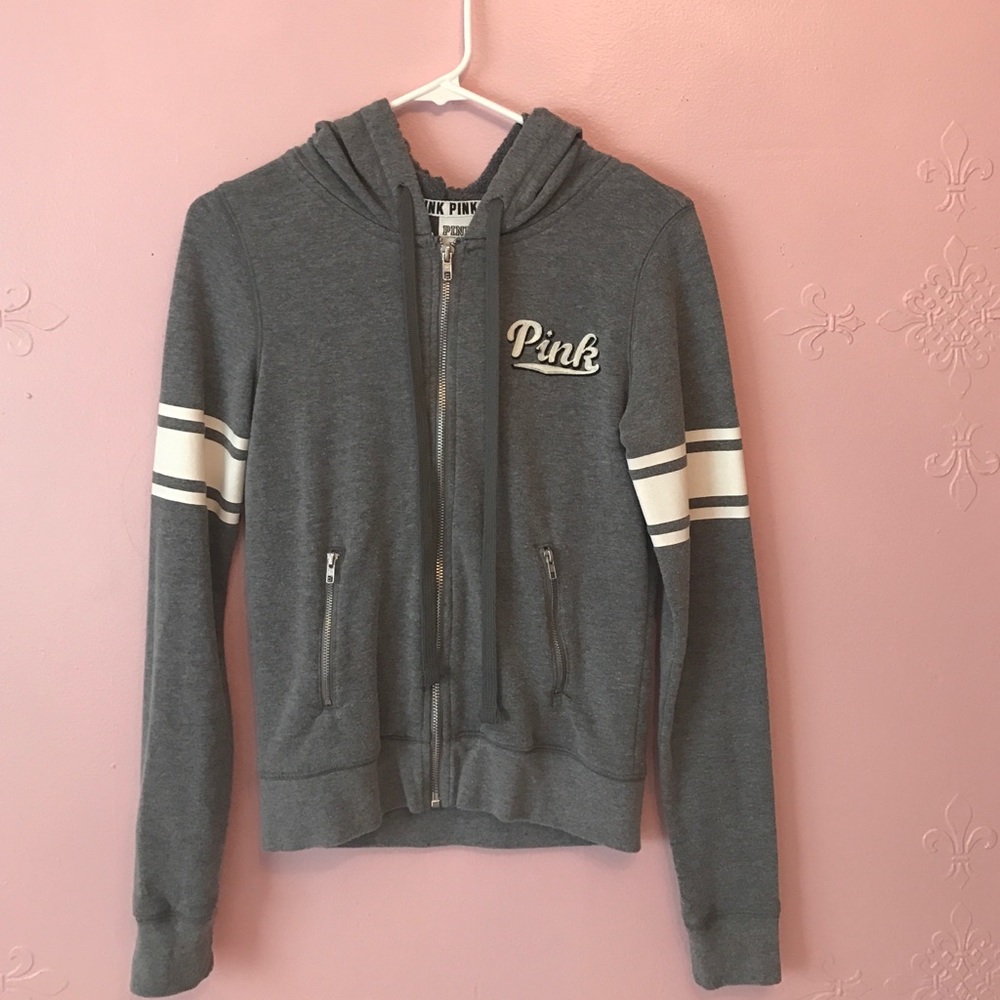 grey PINK zip up hoodie