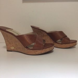Michael Kors Leather and Cork Wedges Size 6