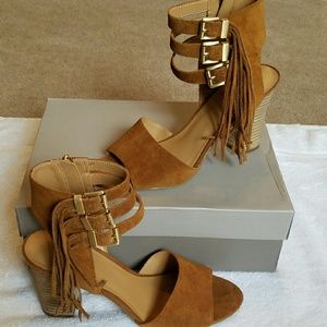 Never Worn Cognac Suede Sandals