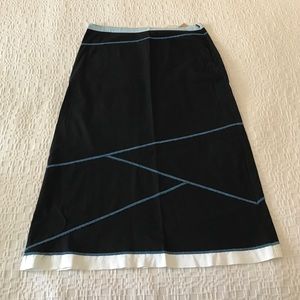 Cotton black skirt w/ blue contrast stitch detail