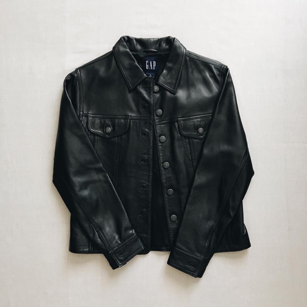 GAP black genuine leather jacket
