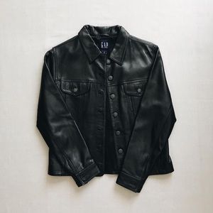 GAP black genuine leather jacket