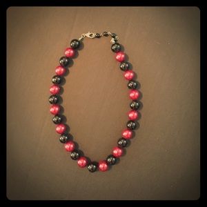 Garnet and black pearl necklace