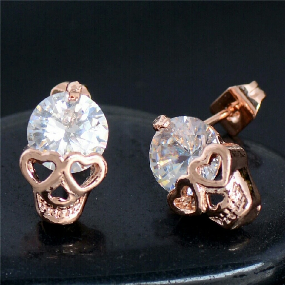 🔥Hot🔥Rose Gold Skull Stud Earrings💎
