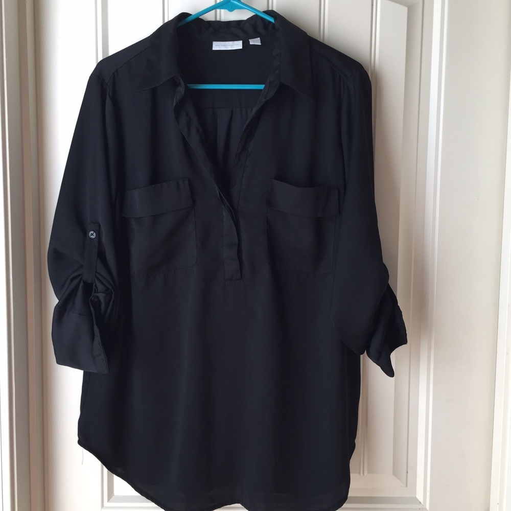 Black satiny easy care tunic