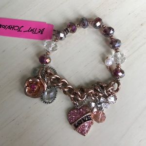 Betsey Johnson pretty rose gold heart bracelet