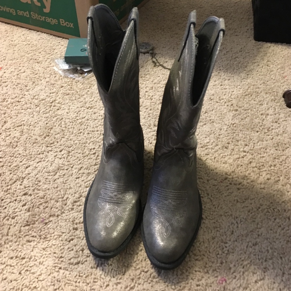 Grey/ Silver Cowboy boots