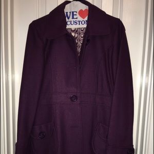 Plum Wool Blend Coat by Tulle. Size M