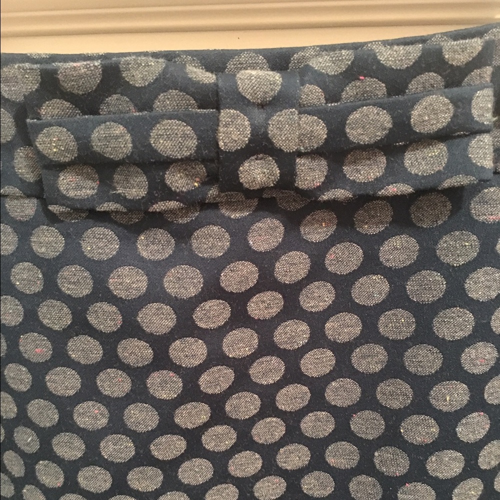 Blue polka dot knee-length Loft pencil skirt