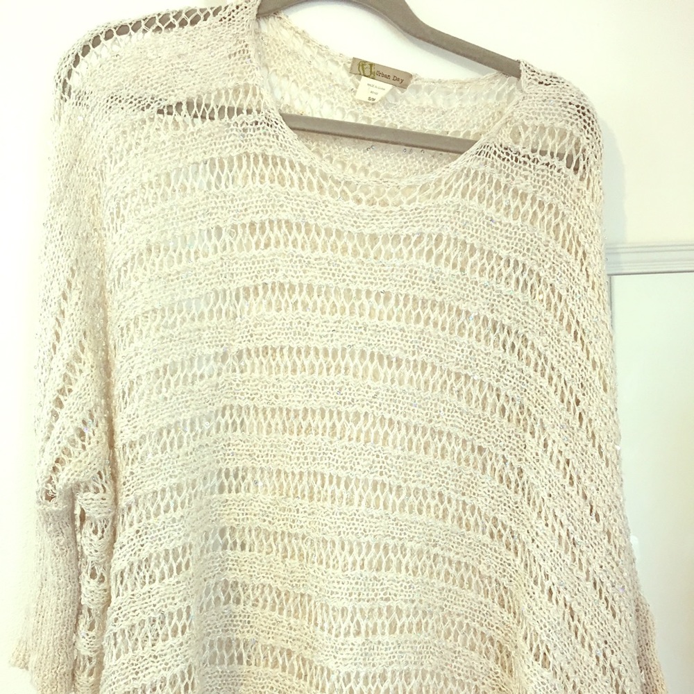 White sparkly knit sweater