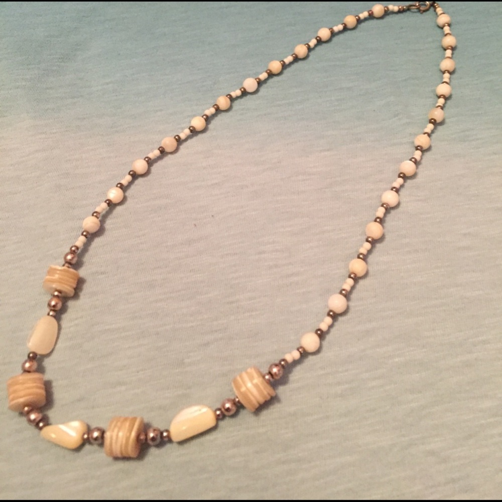 Cream/white beads with silver accents beads