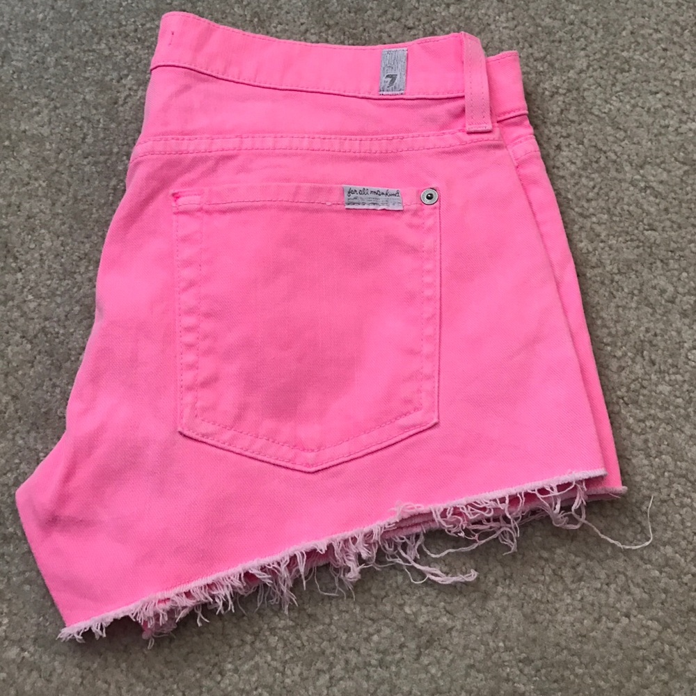 7FAM neon pink cutoffs