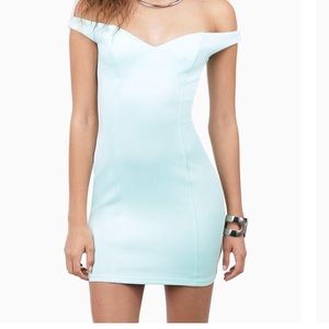 Mint green/ aqua off both shoulders dress