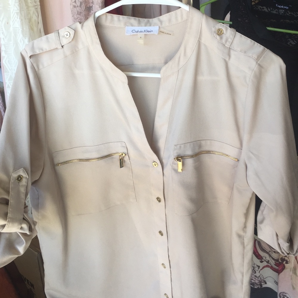 Gold pocket zip blouse