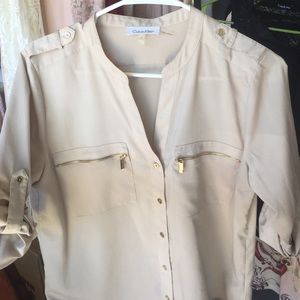 Gold pocket zip blouse
