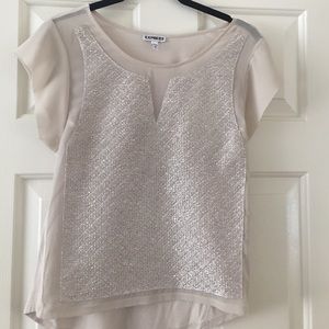 Express shimmery short sleeve blouse