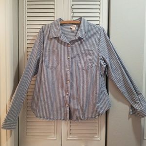 Mossimo. XL. Striped chambray top.