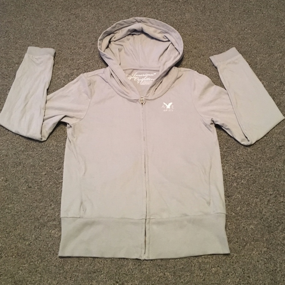 Solid Gray Zip Up Hoodie- with inside pckts
