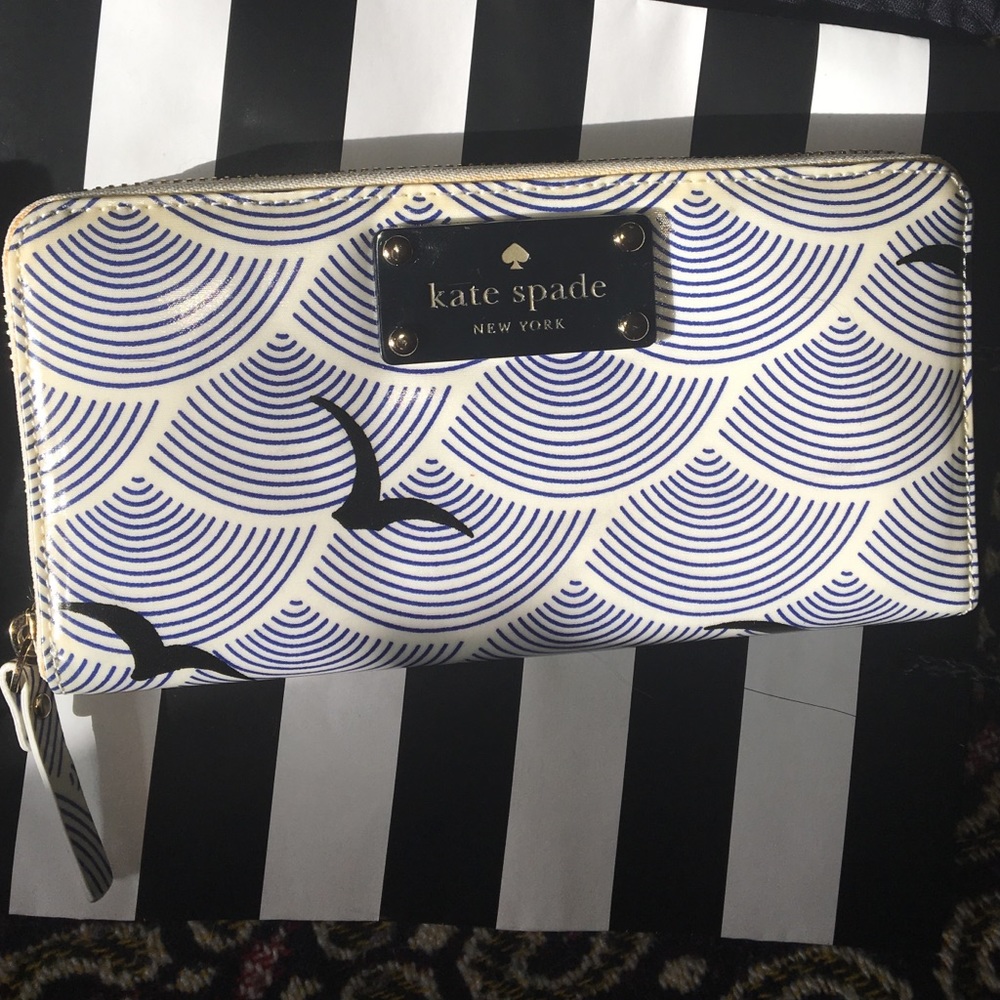 Kate Spade Birds Over Arches zip around wallet